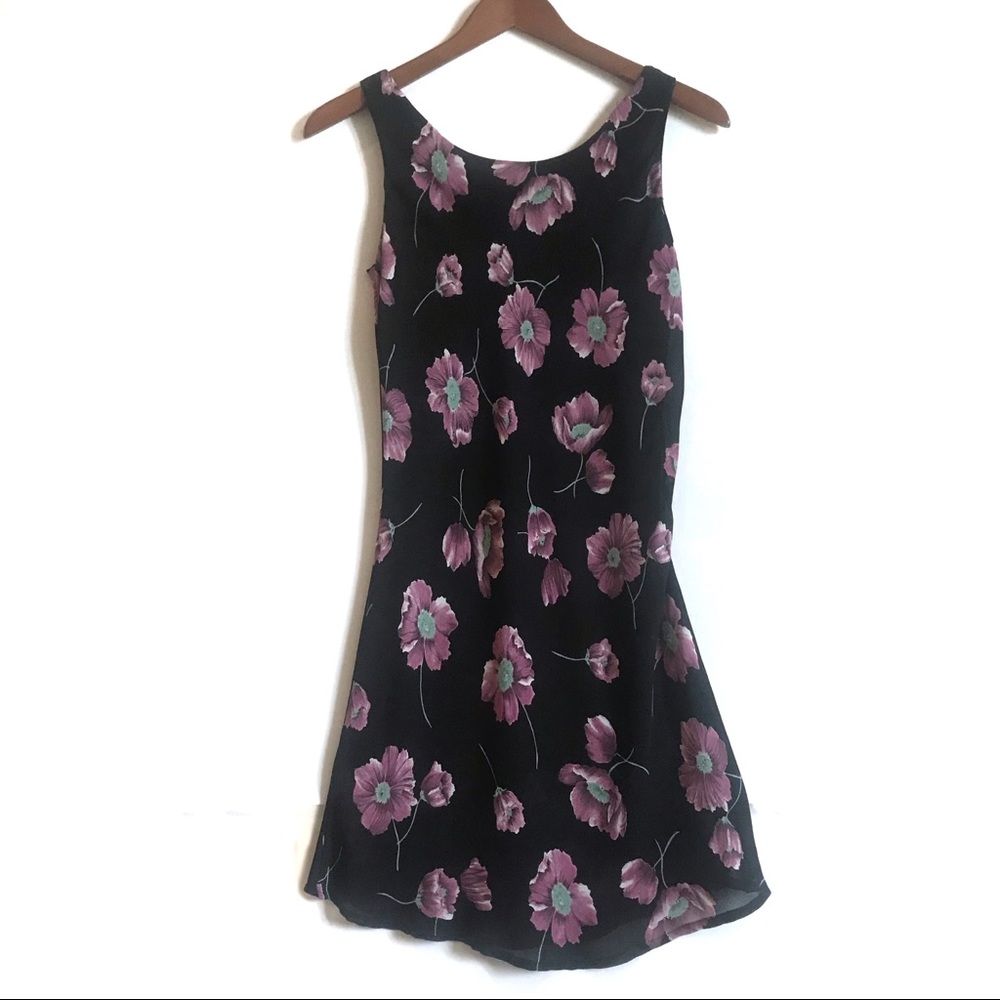 Black Flowered Tank Sheath Dress Size S